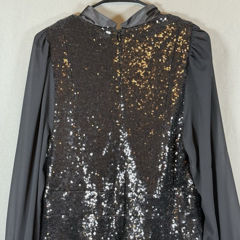 Torrid Sylvia Mollie Black Tie Neck Sequin Cocktail Formal Mini Dress Women's 12 - Picture 9 of 16